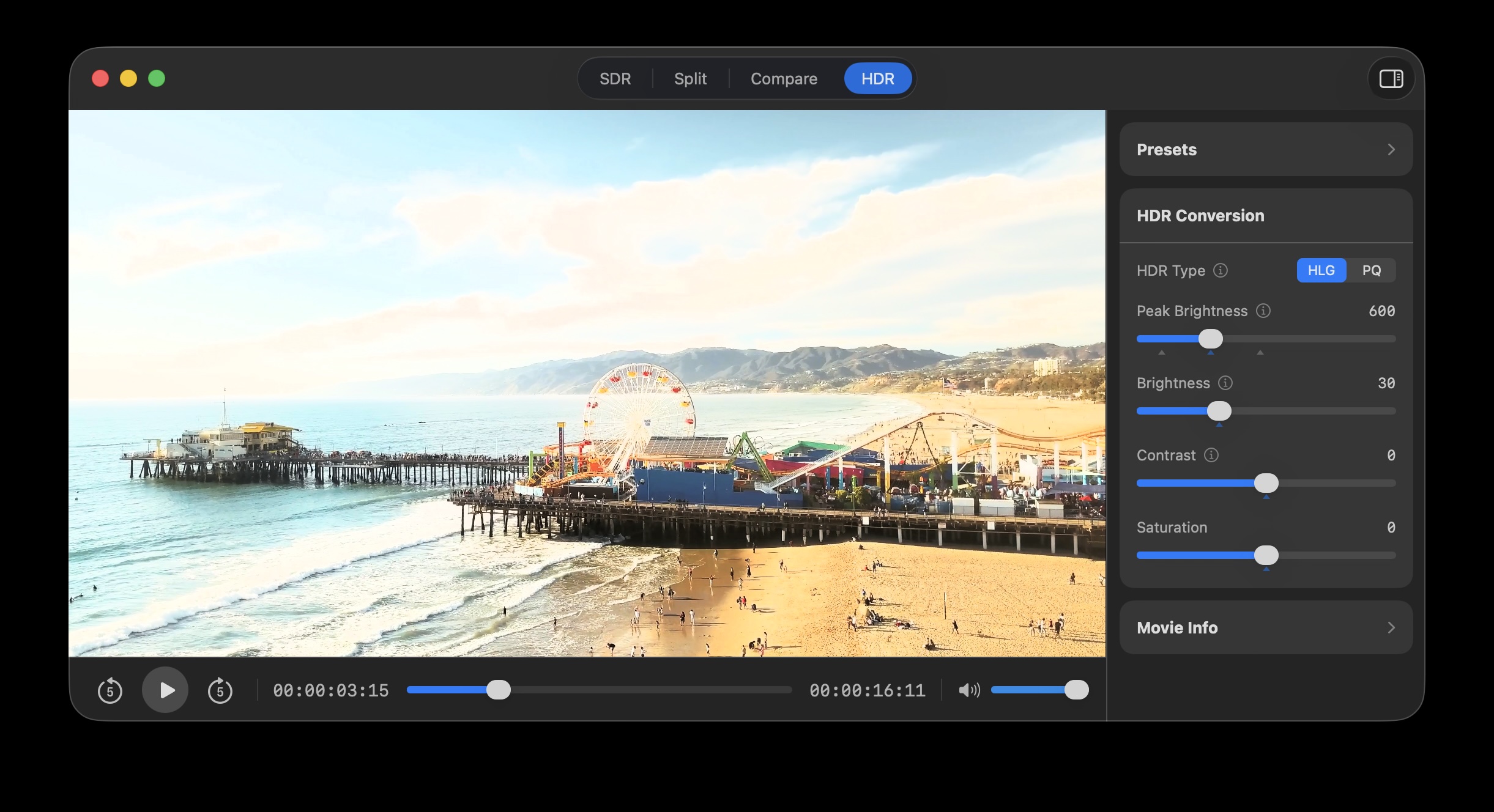 The viewing mode control above the picture